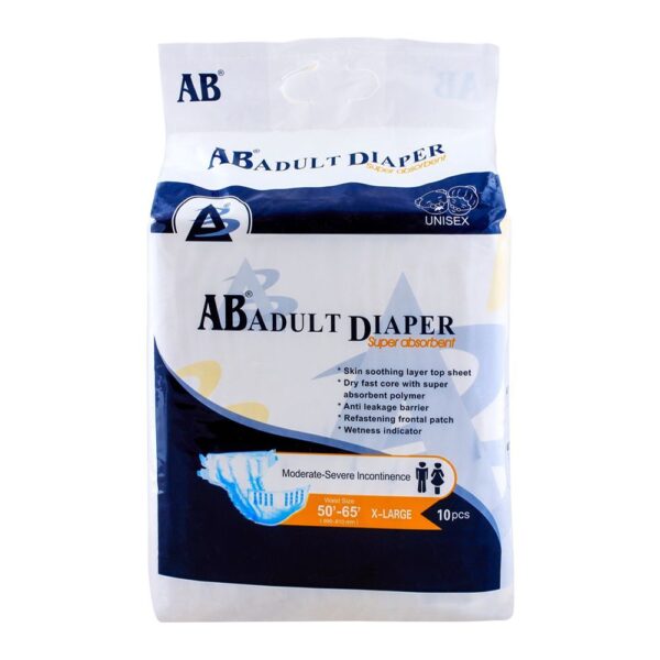 AB Adult Diaper, 28'-44' Waist, Medium, 10-Pack